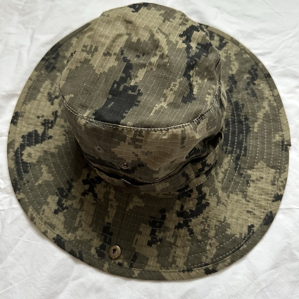Camouflage Canvas Tactical Boonie Hat With Snapping Sides Size Small/Medium